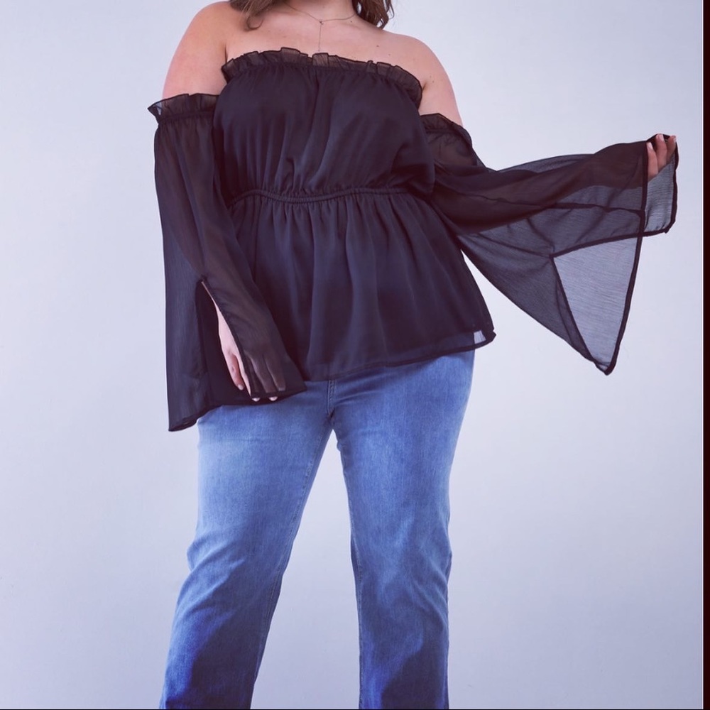 🌟Plus Size🌟Off-The-Shoulder Long Bell Sleeve